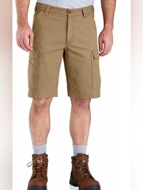 NWT Carhartt Rugged Flex Relaxed Fit Canvas Cargo Work Short Tan Khaki Size 44